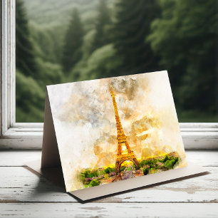 Cartão De Agradecimento Impressão artística de aquarela do pôr do sol da T
