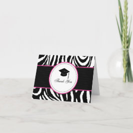 Cartão De Agradecimento Impressão da zebra com boné: Rosa