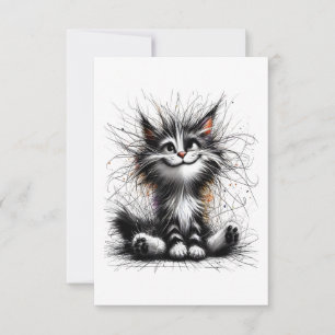 Cartão De Agradecimento impressão de arte de gato engraçado aniversário, N