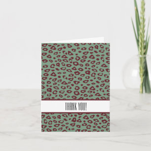 Cartão De Agradecimento Impressão de leopardo verde vermelho Obrigado
