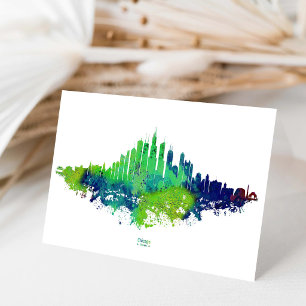 Cartão De Agradecimento Impressões de Arte em Aquarela da Silhueta de Chic