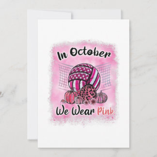 Cartão De Agradecimento In October We Wear Pink Volleyball Breast Cancer A