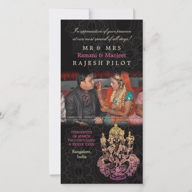 Cartão De Agradecimento India Indian Wedding Thank You Photo Cards (Frente)