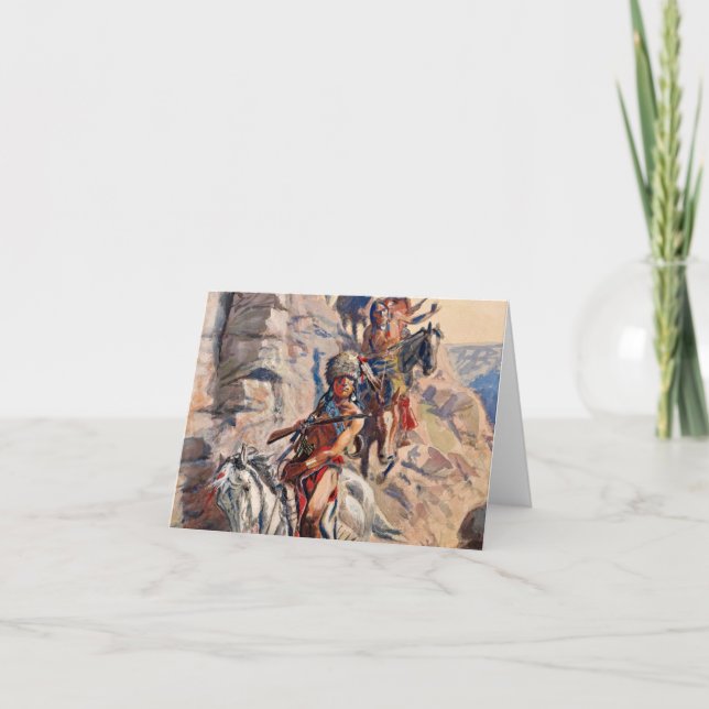 Cartão De Agradecimento Indian Scouting Party, 1900 by Charles Marion Russ (Frente)