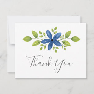 Cartão De Agradecimento Indigo Watercolor Troca Floral 2
