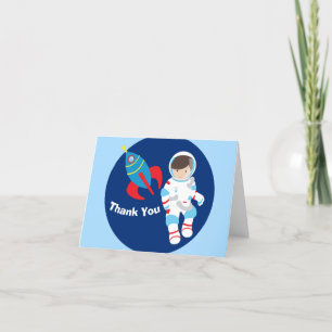 Cartão de Agradecimento Infantil Foguete Espacial
