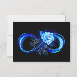 Cartão De Agradecimento Infinito brilhante com rosa azul