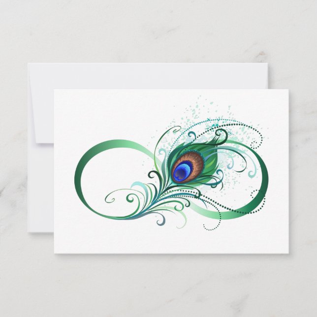 Cartão De Agradecimento Infinity Symbol with Peacock Feather (Frente)