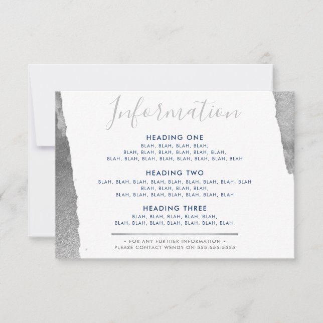 Cartão De Agradecimento INFORMAÇÃO ENCERRAR prata luxo moderna (Frente)