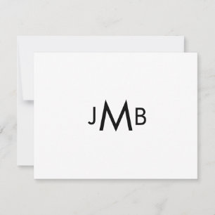 Cartão De Agradecimento Iniciais Mínimas e Modernas Monogramadas dobradas