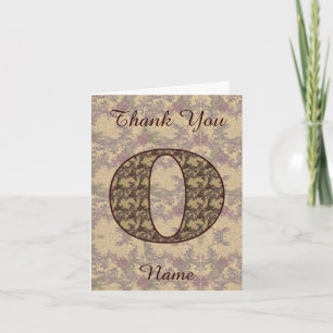 Cartão De Agradecimento Inicial de Monograma O Floral Vintage Elegante