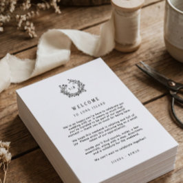Cartão De Agradecimento Inserto de Boas-Vindas de Casamento com Monograma 