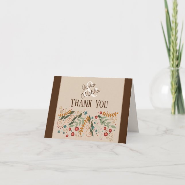 Cartão De Agradecimento Inspirividade Bonito Elegante de Casamento de Flor (Frente)