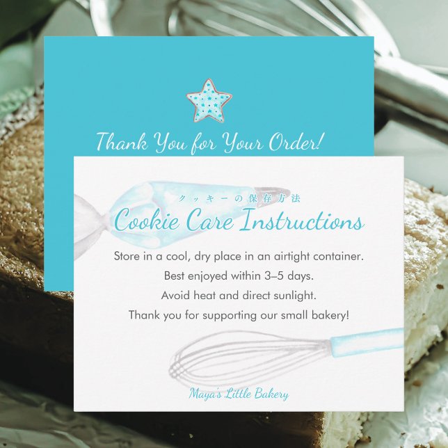 Cartão De Agradecimento Instruções de Cuidado com Biscoitos Utensílios de  (Criador carregado)