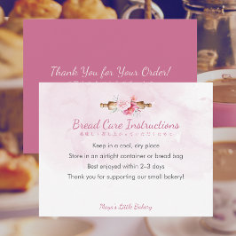 Cartão De Agradecimento Instruções de Cuidado com Pão de Rolo Rosa Elegant