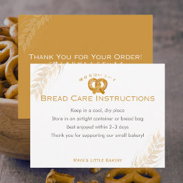 Cartão De Agradecimento Instruções de Cuidado com Pretzel Rústico de Trigo