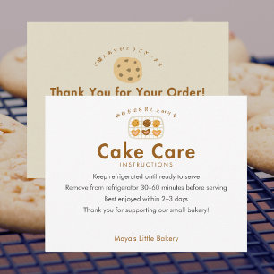 Cartão De Agradecimento Instruções de Cuidado para Bolo de Rack de Cookie