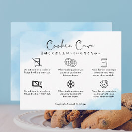Cartão De Agradecimento Instruções de Cuidados com Biscoitos Azul Água-mar
