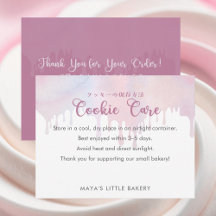 Instruções de Cuidados com Biscoitos Rosa Pastel D