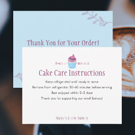 Cartão De Agradecimento Instruções de Cuidados com Bolo de Cupcake Escandi