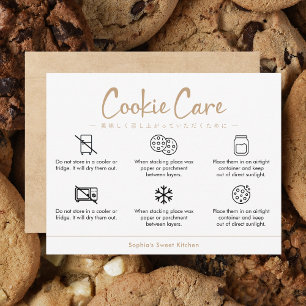 Cartão De Agradecimento Instruções de Cuidados com Cookies Kraft Minimalis