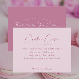Cartão De Agradecimento Instruções de Cuidados com Cookies Rosa Poeira em 
