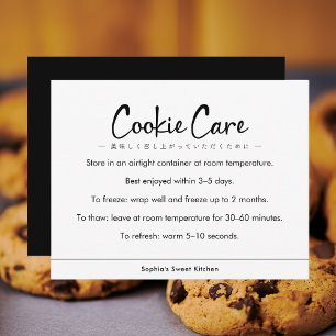 Cartão De Agradecimento Instruções de Cuidados com Cookies Tipografia Mini