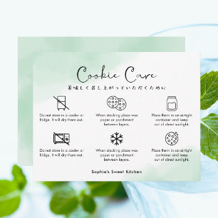 Cartão De Agradecimento Instruções de Cuidados com Cookies Verde-Menta Aqu
