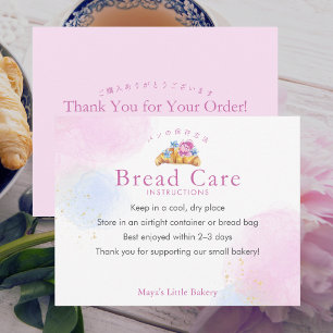 Cartão De Agradecimento Instruções de Cuidados com Pão de Croissant Floral