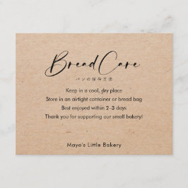 Cartão De Agradecimento Instruções de Cuidados com Pão Kraft Elegant Scrip