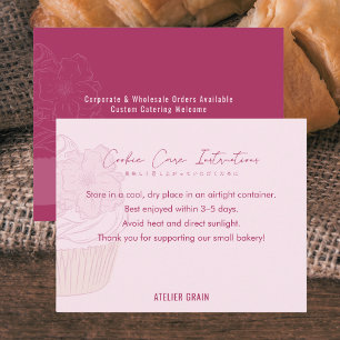 Cartão De Agradecimento Instruções de Cuidados para Biscoito de Cupcake Ro