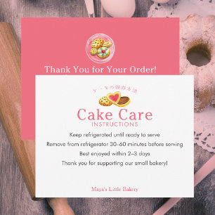 Cartão De Agradecimento Instruções de Cuidados para Bolo Rosa de Cookies C