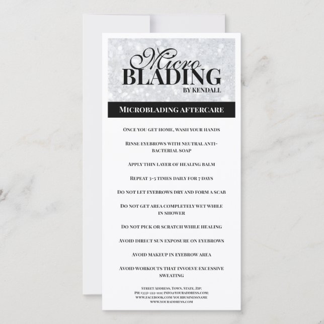 Cartão De Agradecimento Instruction Simples De Prata Preta, Após Cuidados (Frente)