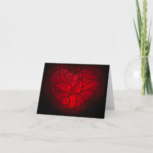 Cartão De Agradecimento Intrate Red Mandala Heart Romantic Boho Patterno