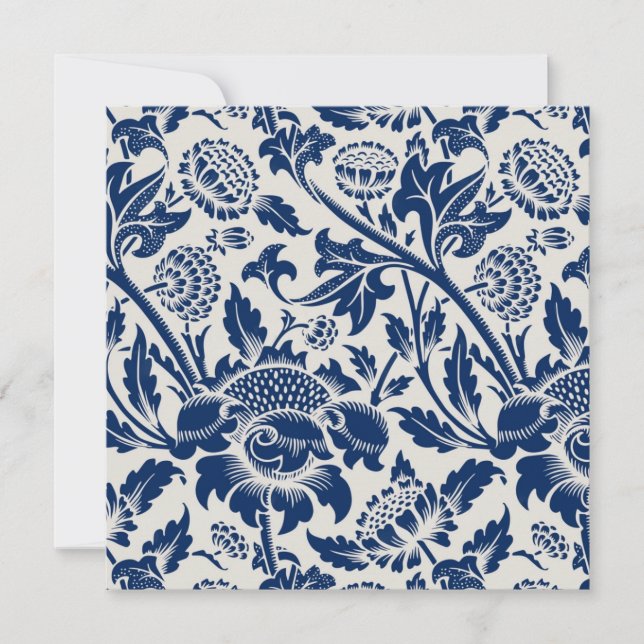 Cartão De Agradecimento Intricate blue floral pattern on light background (Frente)