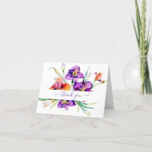 Cartão De Agradecimento Íris em aquarela roxa personalizada Carro de Agra