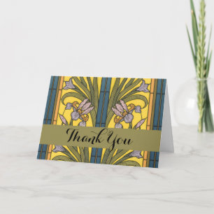Cartão De Agradecimento Iris Flower Art Nouveau Padrão De Vidro Mantido