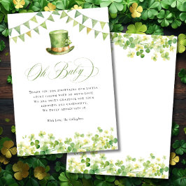Cartão De Agradecimento Irish St Patrick's Baby Shower Green Shamrock