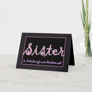 Cartão De Agradecimento IRMÃ Obrigada Junior Bridesmaid - Letras Xadrez