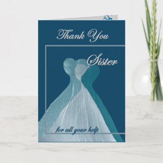Cartão De Agradecimento IRMÃ Obrigado Bridesmaid - TEAL Gown