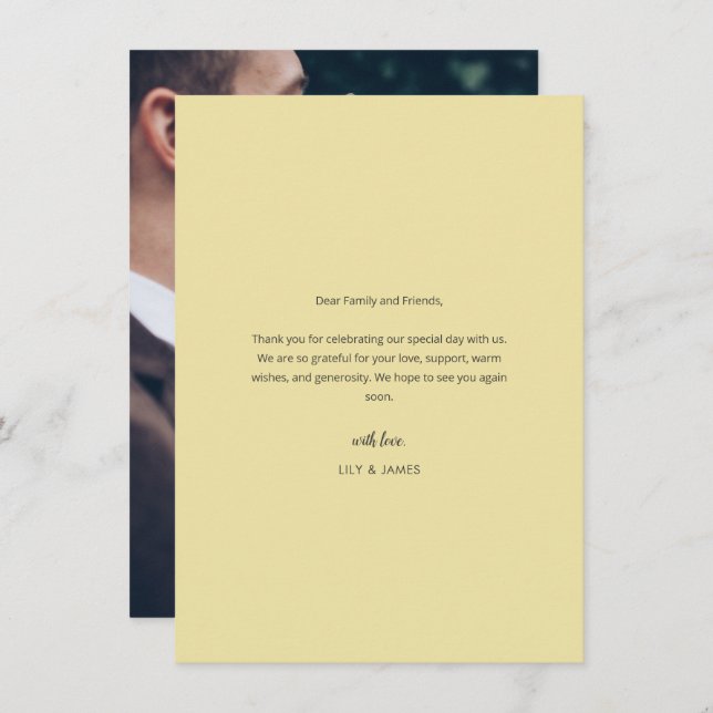 Cartão De Agradecimento Island Citrus Yellow Wedding Photo Thank You Card (Frente/Verso)