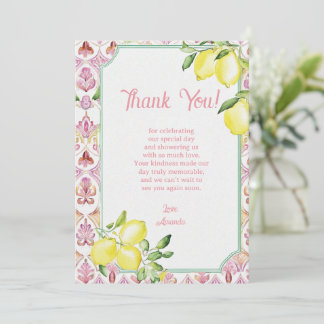 Cartão De Agradecimento Italian Lemon Thank You Card Pink Yellow