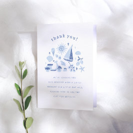 Cartão De Agradecimento Italian Summer Blue Boy Baby Shower Thank You