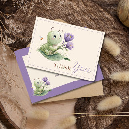 Cartão De Agradecimento Ivory Cute Caterpillar Custom Baby Shower