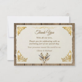 Cartão De Agradecimento Ivory Gold Boho Floral Rústico Elegante Script