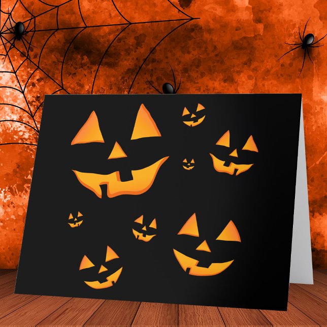 Cartão De Agradecimento Jack-O-Lanterna ou Jack O’Lantern olhos e sorriso (Glowing Jack-O-Lantern Faces Halloween Design. Thank You Card)