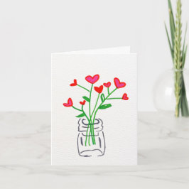 Cartão De Agradecimento Jar of Flower Hearts Valentine's Day Card