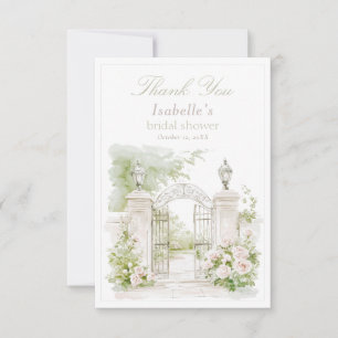 Cartão De Agradecimento Jardim Bridal Elegante Francês Chateau Pastel