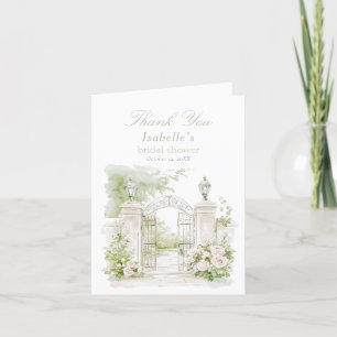 Cartão De Agradecimento Jardim Bridal Elegante Francês Chateau Pastel