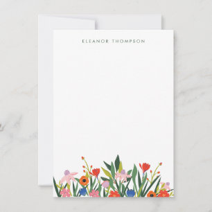 Cartão De Agradecimento Jardim Colorido Floral Chá de Noiva Personalizado